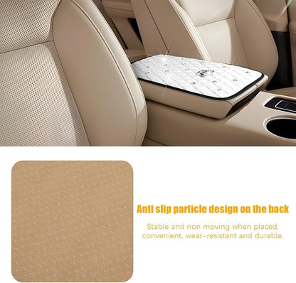 Mandark Bling Car Center Console Cover, Rhinestones Crown Vehicle Armrest Seat Box Mat Pad, Diamond Automotive Interior Arm Rest Cushion Protector Decor Accessories, Universal Fit(White)