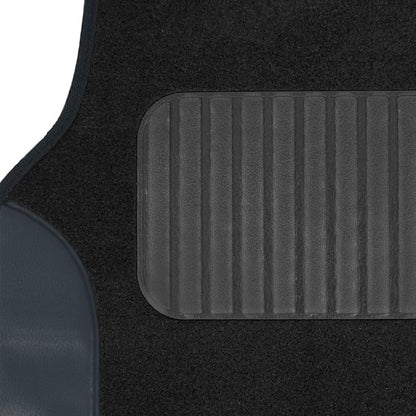 BDK Premium Gray Carpet Floor Mats for Cars - Universal Fit Interior 4-Piece Car Mats Full Set with Vinyl Heel Pad Protector - Cute Car Accessories Interior Floor Covers for SUVs & Trucks