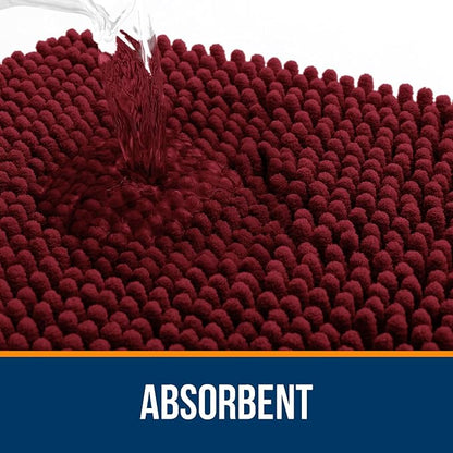 OLANLY Bathroom Rugs 59x20, Extra Soft Absorbent Chenille Bath Rugs, Rubber Backing Quick Dry, Machine Washable Bath Mats for Bathroom Floor, Tub and Shower, Home Decor Accessories, Burgundy