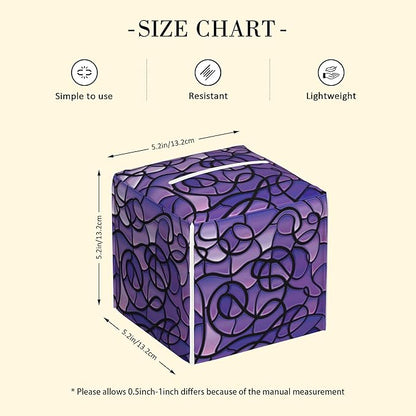 POIUBLE Abstract Purple Stained Glass Tissue Box Cover Leather Tissue Box Holder Square Facial Paper Organizer Dispenser for Bathroom Kitchen Bedroom Vanity Countertop Night Stands