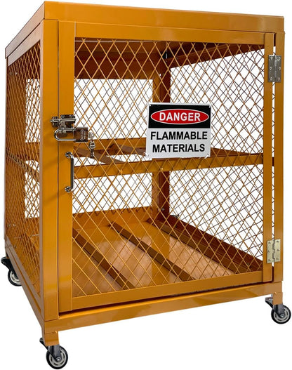 Industrial Storage Cabinet, LPG Tanks Storage, 31"x30"x35", 4 Cylinder Capacity, Yellow, Hazardous Storage, Utility Room