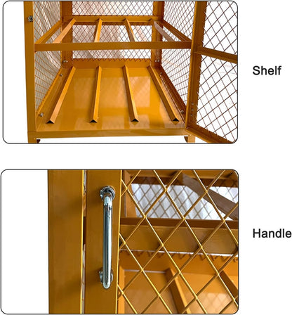 Industrial Storage Cabinet, LPG Tanks Storage, 31"x30"x35", 4 Cylinder Capacity, Yellow, Hazardous Storage, Utility Room