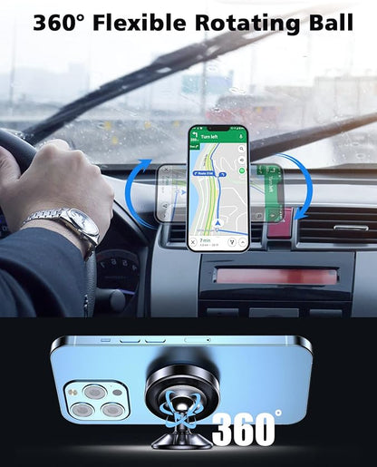 2 Pack Magnetic Phone Holder for Car, [ Strong Magnet ] Magnetic Phone Holder, [ 360° Rotation ] Phone Magnet for Car, Compatible with All Smartphones, Must be Used with Metal Pad, Black