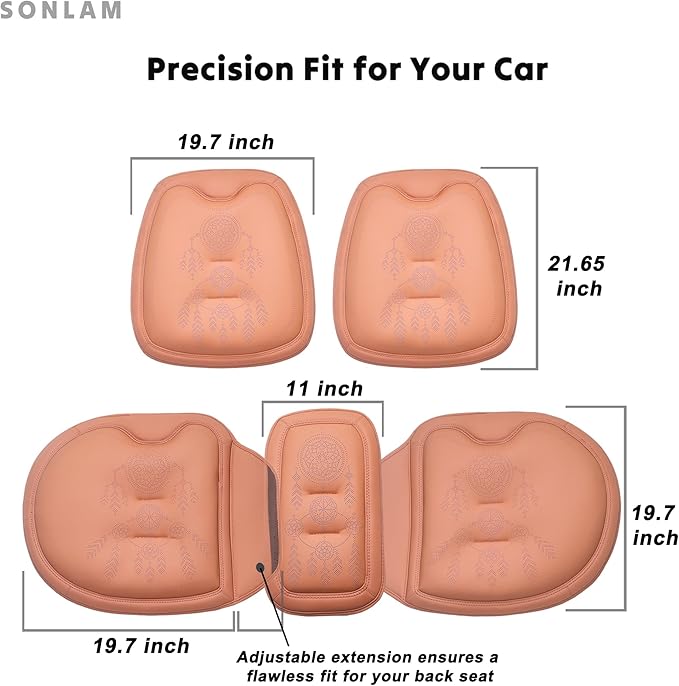 Comfort Dreamcatcher Car Seat Cushion Non-Slip - Relaxing, Optimal Support & Posture for Long Drive (Full Set (Orange))
