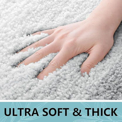 Arotive Microfiber Bathroom Rugs, Shaggy Soft and Absorbent Bath Rug, Non-Slip, Thick Plush Machine Washable Dry Bath Mats for Bathroom, Tub and Shower, 54x24, Light Grey, Rectangular