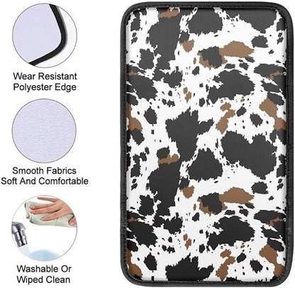 Automotive Center Console Armrest Cover, Cow Print Universal Armrest Box Protector with Elastic Bands,Car Interior Decor,Easy to Install