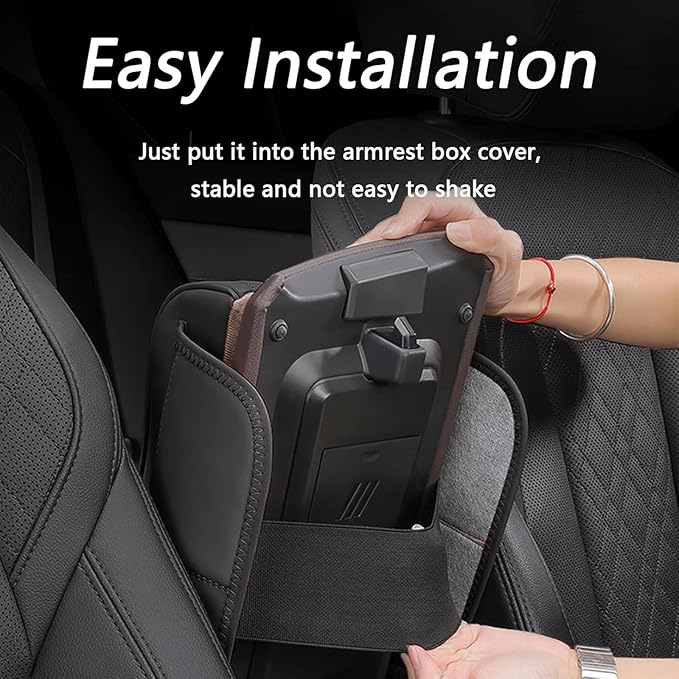 Car Center Console Cover for Lexus RX 350 2021-2023, Memory Foam Arm Rest Cushion Pad Waterproof Non-Slip Universal Interior Accessories with Pocket and Tissue Box,Coffee