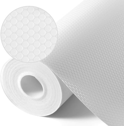 Shelf Liners for Kitchen Cabinets Non Adhesive Drawer Liner for Bathroom Waterproof Refrigerator Liners for Shelves Fridge Plastic Mats Cabinet Cupboard Liner White 11.8 x 59 Inches