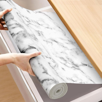 Moriah Shelf Liner for Kitchen Cabinet Non-Adhesive, Thickened Drawer Liner No Slip for Dresser Waterproof Cabinet Paper Liner for Bathroom Shelves Protects Surfaces(Marble,17.5'' x 30')