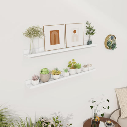 Axeman 30 Inch White Floating Shelves for Wall | Picture Ledge Shelf Set of 2 | Rustic Picture Shelf for Wall with Ledge | Floating Shelves with Lip | Photo Ledge Shelves for Books Album Records