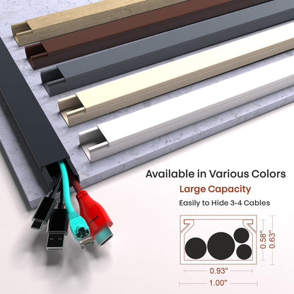 Black Cord Cover Wire Hider - 157in Large Cable Concealer, Cord Hider for Wall Mount TV, Cable Raceway Kit, Extension Cord Cover Indoor, Electrical Wire Cover, Cable Management Wall, Wire Molding