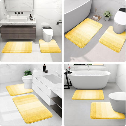 Arotive Microfiber Bathroom Rugs, Shaggy Soft and Absorbent Bath Rug, Non-Slip, Thick Plush Machine Washable Dry Bath Mats for Bathroom, Tub and Shower, 59x24, Yellow, Rectangular
