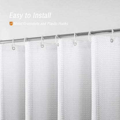 Gibelle Long Shower Curtain 72 x 78, Tall Grey Ombre Shower Curtain for Bathroom, Waffle Weave Fabric Shower Curtain Set with Hooks, Water Repellent, Machine Washable