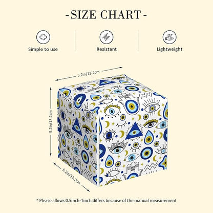POIUBLE Tissue Box Holder Magic Evil Eye Tissue Box Cover Square Leather Tissue Holder Organizer Portable Decorative Facial Paper Case for Home Office Bathroom Vanity Countertop