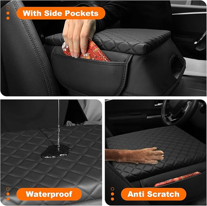 Center Console Armrest Cover for 2015-2020 F150, 2017-2022 F250 F350 F450, 2018-2024 Expedition Accessories Arm Rest Pad Console Lid Protector Cushion Black (Bucket Seat Only)