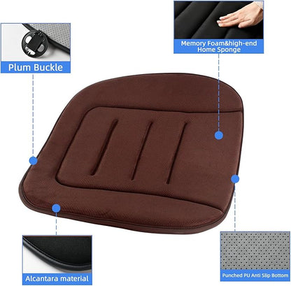 KAYI Car Seat Cushion, Memory Foam Car Seat Cushion, Anti Slip Rubber Bottom Car Seat Cushions for Driving, Suitable for Car and Office Chairs (Brown)