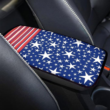 Auto Center Console Cover,American Flag Car Armrest Box Pad, Soft Auto Armrest Seat Box Cover Protector for Most Vehicle SUV Truck Car
