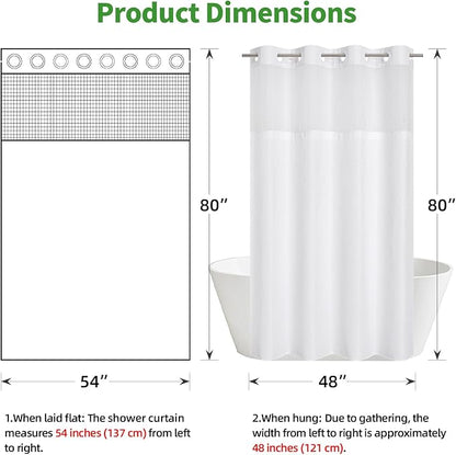 eachope Stall No Hook Shower Curtain with Snap-in Fabric Liner Set,Waffle Weave Shower Curtains for Bathroom,Hotel Luxury Decor Bathroom Curtain Set,Waterproof & Washable,White,54Wx80H