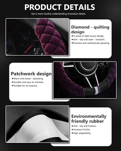 Cxtiy Universal Car Steering Wheel Cover Fluffy Soft Winter Plush Steering Wheel Cover (A-Purple)