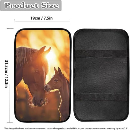 Horse Pattern Auto Center Console Armrest Pad, Soft Armrest Cover Pad for Vehicle, SUV, Truck Car Accessories Interior Decor,Universal Fit
