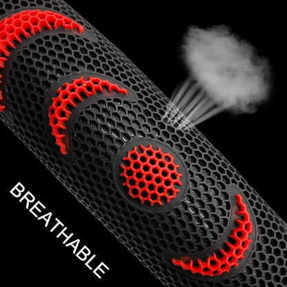 Sport Style Black Leather Steering Wheel Cover with Red Ripple-Style Grip Steering Wheel Accessory,Universal Fit 14.5-15.25 inch Steering Wheel