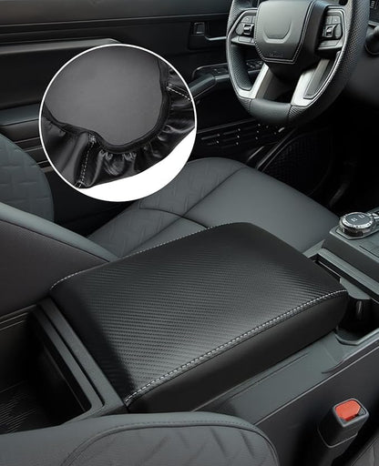 INTGET Center Console Cover for 2026 Toyota Tacoma Accessories 2024 2025 & 2025 2026 4Runner Accessories Leather Car Middle Armrest Arm Rest Box Lid Seat Protector Cushion(Carbon Fiber Texture, 2024+)