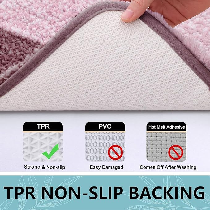 Arotive Microfiber Bathroom Rugs, Shaggy Soft and Absorbent Bath Rug, Non-Slip, Thick Plush Machine Washable Dry Bath Mats for Bathroom, Tub and Shower, 36x24, Mauve, Rectangular