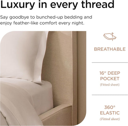 Threadmill Twin XL Sheet Sets | 656 Thread Count Supima Cotton Sheets for Twin XL Mattress | Solid Sateen Bed Sheets Set |16” Deep Pocket | Soft Breathable 3-Piece Cooling Sheet Set | White
