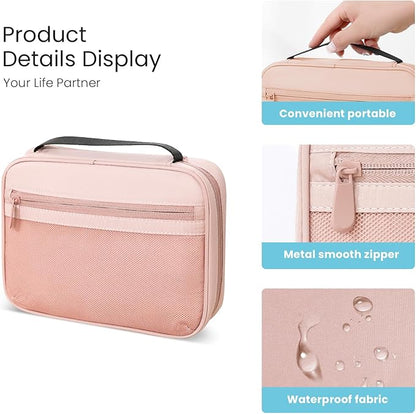 Electronics Organizer Bag, Portable Cable Organizer Case Travel Electronic Accessories Storage Case - Travel storage bag for Cables, Chargers, Phone, SD Cards - Pink