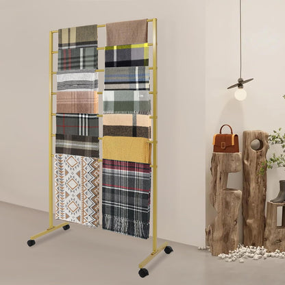 Scarf Organizer, Scarf Display Stand, 7 Tier Metal Scarf Holder Organizer, Floor-standing Scarf Rack for Commercial or Home, Hijab Stand RackTies Belt Pants Hanging Rack