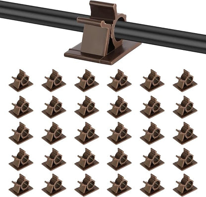 Viaky Adjustable Cable Clips, 30 Pcs Brown Adhesive Holder Ideal Cord Winder Management for Organizing Wires-Car Home Office and Desk Nightstand