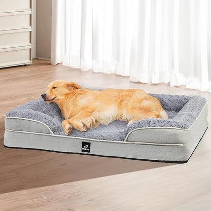 Orthopedic Dog Bed for Large Medium Sized, Washable Memory Foam Large Dog Bed, Durable Medium Pet Sofa with Removable Cover, Washable Waterproof Pet Couch Beds(Grey, XXL)