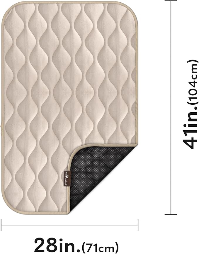 Paw Inspired Washable Padded Crate Mats for Dogs | 41” x 28” Pad, Fits 42-inch Kennels | Leakproof, Waterproof Bottom, Plush Pet Beds (Tan)