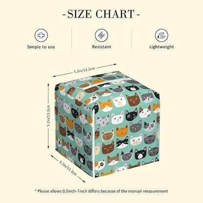 POIUBLE Cute Cat Face Tissue Box Cover Funny Cats Leather Tissue Box Holder Square Facial Paper Organizer Dispenser for Bathroom Kitchen Bedroom Vanity Countertop Night Stands