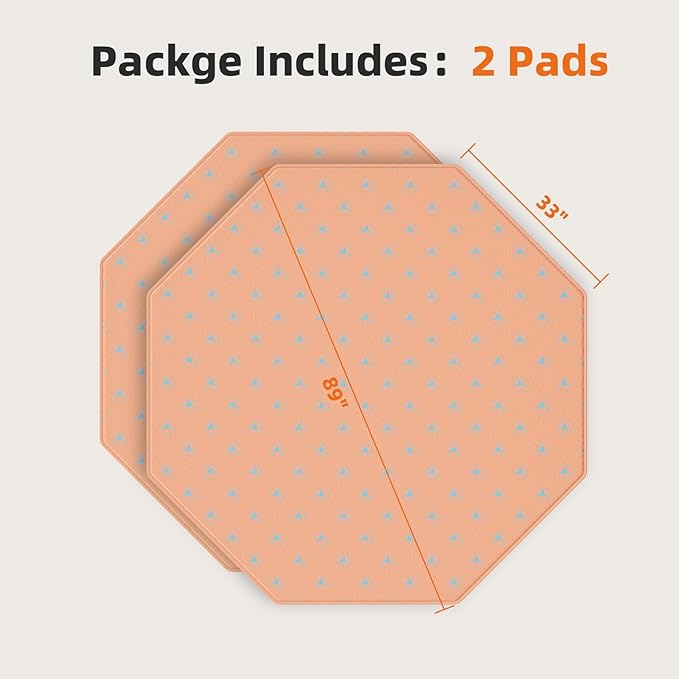 PJYuCien Washable Pee Pads for Dogs 2 Pack, 89" x 33" Octagonal Non-Slip and Leak-Proof Pee Mat, Puppy Training Pads for Whelping, Playpen, Crate, Bed （24/30/36/42'' 8 Panels Pen）