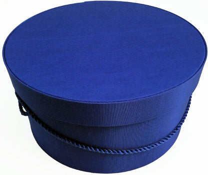 Sarah's Hat Boxes Classic Royal Hat Box – 11" x 5.5" (Dia. x Ht.) Handmade in USA – Odorless Non-Toxic Adhesive, Cording Handle – Premium Storage for Hats & Accessories