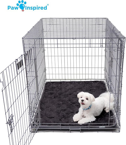 Paw Inspired Washable Padded Crate Mats for Dogs | 41” x 28” Pad, Fits 42-inch Kennels | Leakproof, Waterproof Bottom, Plush Pet Beds (Tan)