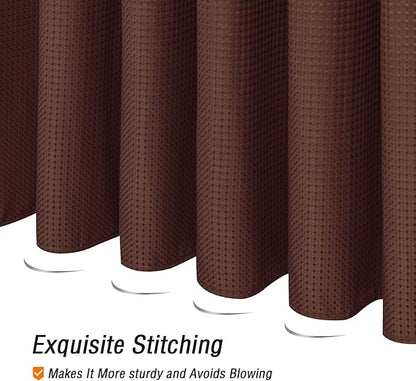Gibelle Brown Shower Curtain, Waffle Weave Textured Fabric Shower Curtain for Bathroom - Soft Cloth & Hotel Spa Luxury, Water Repellent, Machine Washable, 72X72, Brown