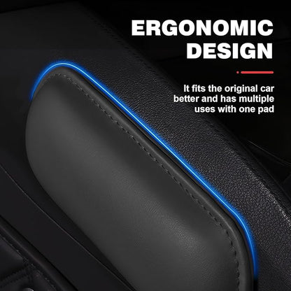 2 PCS Elbow Pads Arm Rest for Car, Soft Leather Memory Foam Car Knee Cushion, Universal Automotive Center Console Cushion Pad for Knee Leg Elbow (Black)