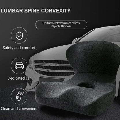 Car Seat Cushion & Lumbar Support Memory Foam Chair Pad, Back Support Pillow Chair Cushion for Office Reduce Tailbone Pressure & Improve Comfort(Light Gray)