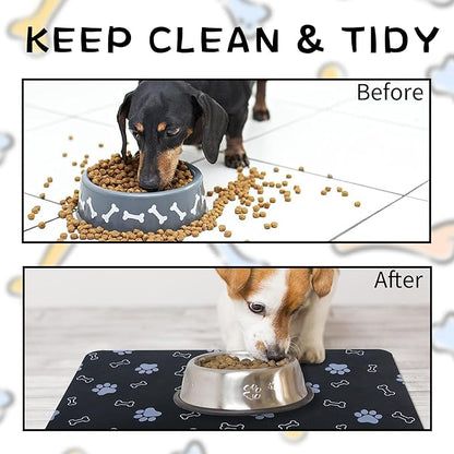 Pet Cat Dog Food Mat Non Slip Mat for Dog Water Bowl Mat Quick Dry Absorbent Cat Feeding Mat, 24 * 16.9 in, Light Grey
