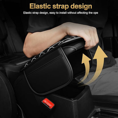 Center Console Cover Fit for Pilot: Upgraded Bling Diamond Car Armrest Cover - Crystal Rhinestone Car Center Console Cover with 2 Storage Bags,Anti-Scratch Auto Armrest Pad Accessory （Black