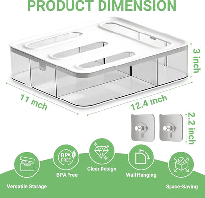 Food Storage Bag Organizer, 4 in 1 Plastic Ziplock Bag Organizer for Kitchen Drawer, Holds Gallon, Quart, Sandwich, Snack & Slider Bags, Wall Mount & Drawer Baggie Organization, BPA Free, Local Stock