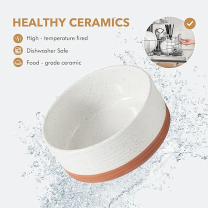 Ceramic 8.2inch Raised Double Dog Bowls Set