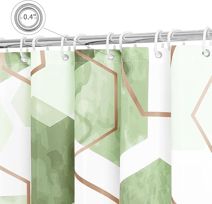 Litabel Modern Small Stall Shower Curtain for Bathroom, Sage Green Geometric Art Decor Waterproof Bath Curtain, Abstract Fabric Shower Curtain Sets for Home Decor, 36x72 Inch