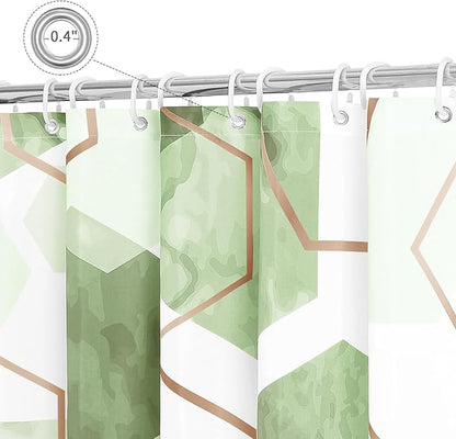 Litabel Modern Long Shower Curtain for Bathroom, Sage Green Geometric Art Decor Waterproof Bath Curtain, Abstract Fabric Shower Curtain Sets for Home Decor, 72x78 Inch
