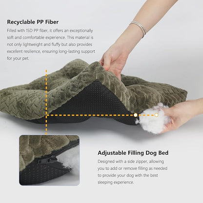 Necesitar 36inch Dog Crate Bed for Medium Large Dogs Washable Ultra Soft and Fluffy Kennel Pad with Anti-Slip Pet Pillow Cushion Sleeping Up to 70 lbs Pets,36x24 Olive Green