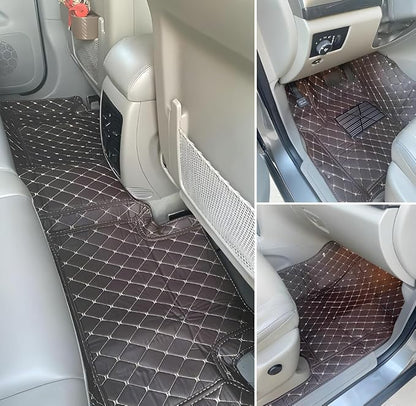 Customize Car Floor Mats for 99% Sedan SUV Sports Car All Weather Leather Full Coverage Waterproof Non-Slip Vehicle Lining Pads (Black Pink Stitching)