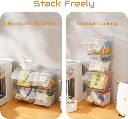 Stackable Tea-Bag Holder Organizer - Box Storage Organizer, Clear Coffee and Tea Organizer for Counter Tops, Kitchen Cabinets, Pantry, 2 Pack