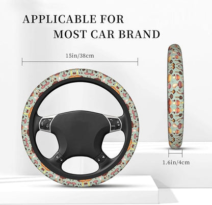 Neoprene Steering Wheel Cover Deer and Mushroom Car Steering Wheel Cover Universal Fit for Most Cars